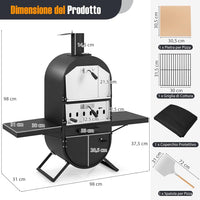 Forno per Pizza da Esterno, Forno a Legna per Pizza con Pietra per pizza, Pala per Pizza, Copertura in Tessuto Oxford Impermeabile, per Picnic, Festa e Campeggio