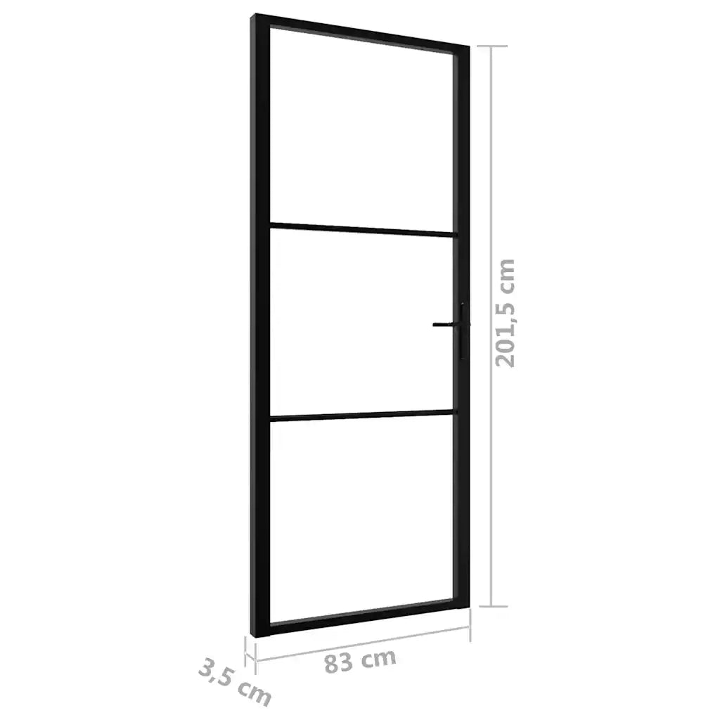 Porta da Interno ESG Vetro e Alluminio 83x201,5 cm Nera 151199