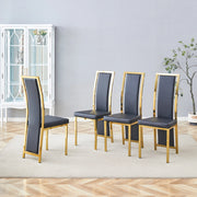 Set di 4 sedie da pranzo moderne con bordo dorato; 109 cm; in PU nero e metallo dorato
