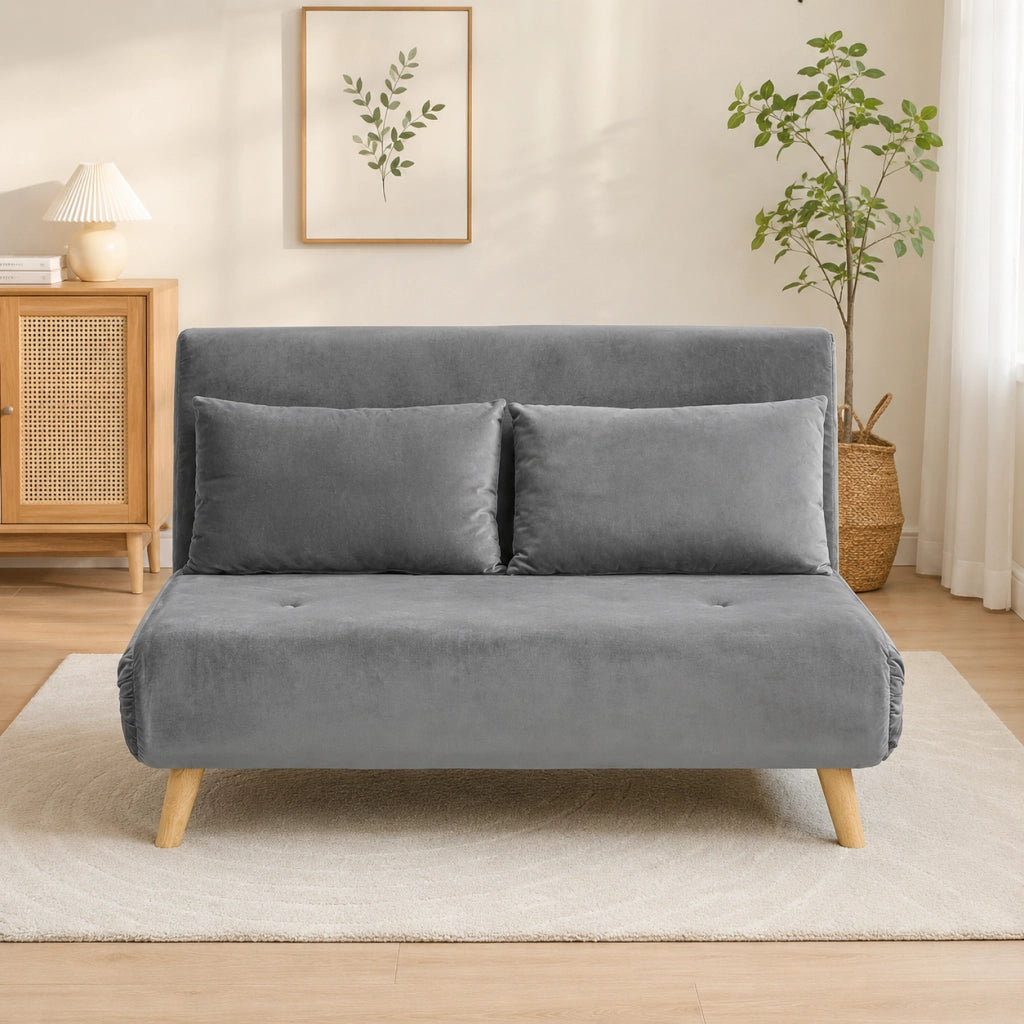 Poltrona letto 72x78x79 cm 2 in 1 con schienale reclinabile in poliestere grigio
