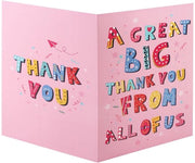 Carta di ringraziamento gigante 40x27 cm - Carta di ringraziamento extra grande - Carta di ringraziamento con busta - Rosa - Carta di cartone - Ideale per esprimere la gratitudine - Carta di gratitudine