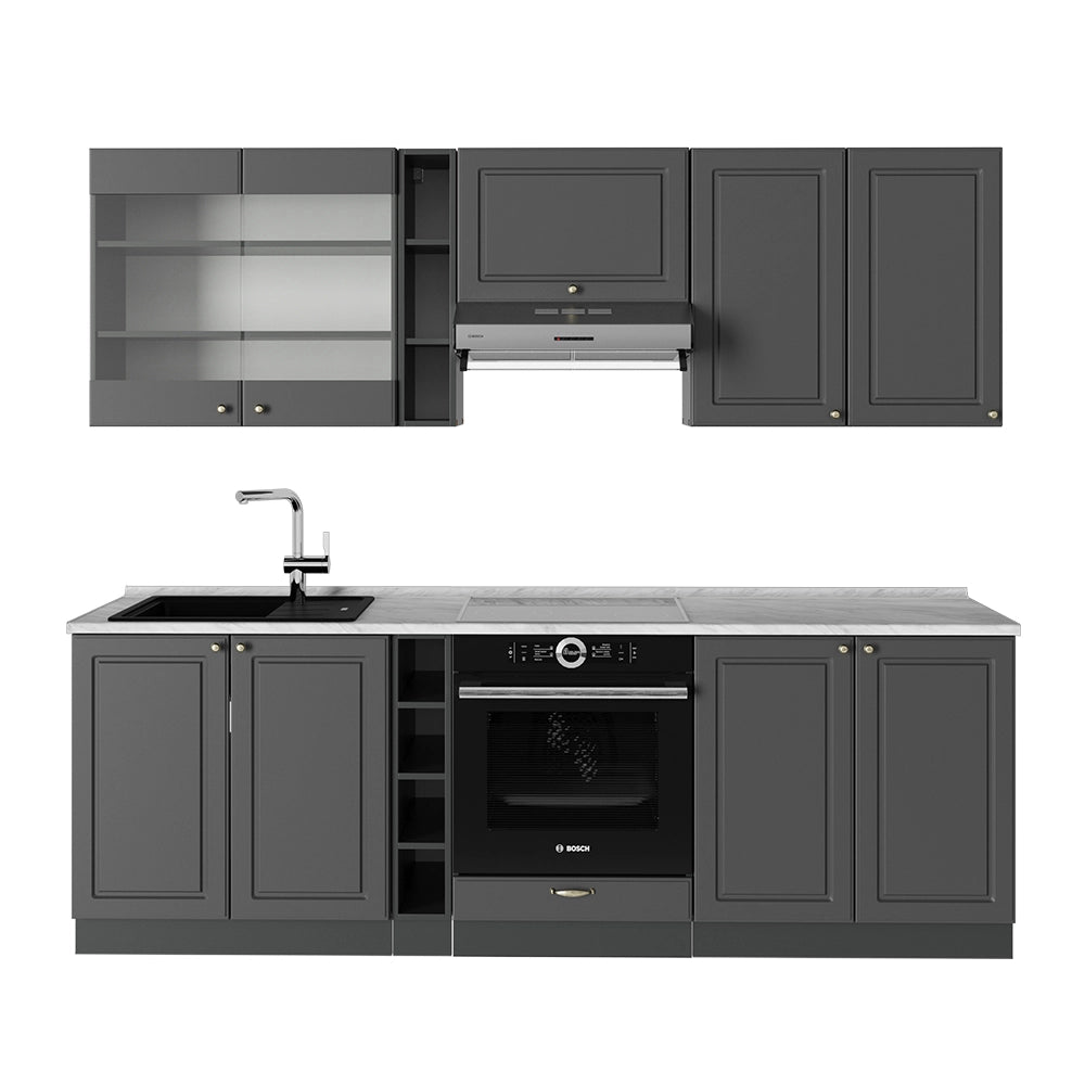 Cucina componibile Fame-Line Oro-antracite rustico/Antracite 235 cm, PL Marmo Vicco