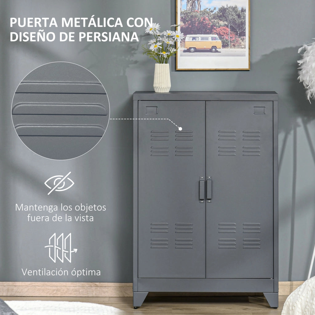 Armadio Metallico con 2 Ripiani ¨C zephmum ¨C Grigio 75x33x110 cm
