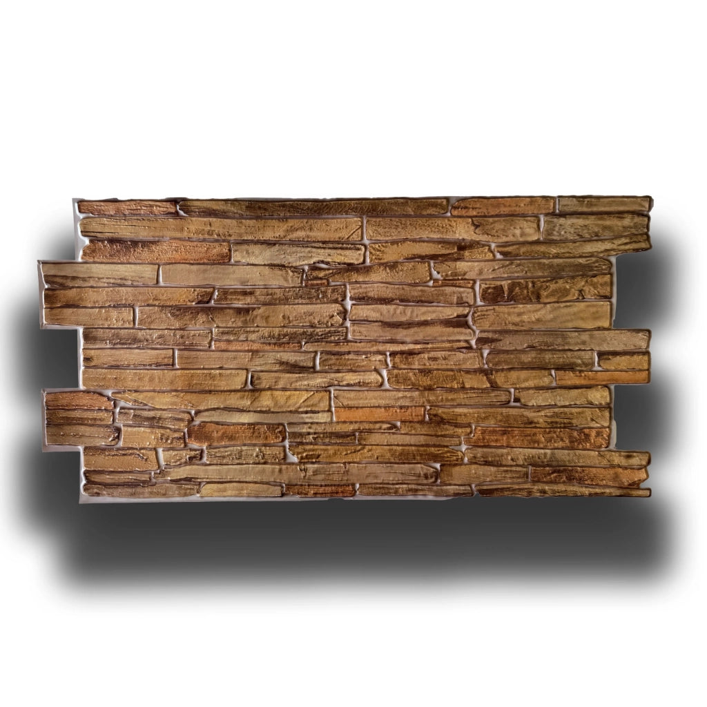 pacchi da 10 o 20 Pannelli 3D Rivestimento a parete in PVC effetto PIETRA BROWN 96x48cm Realistici, isolanti - Pacco da 20 pannelli 96x48cm