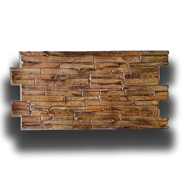pacchi da 10 o 20 Pannelli 3D Rivestimento a parete in PVC effetto PIETRA BROWN 96x48cm Realistici, isolanti - Pacco da 20 pannelli 96x48cm