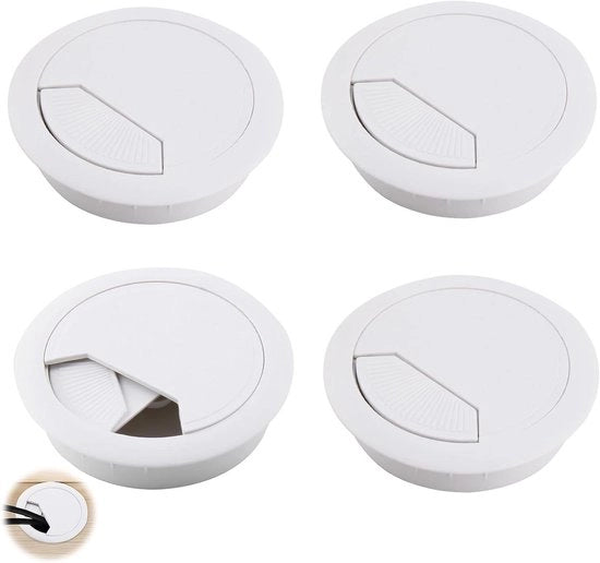 Cable Door Pass-through 4 pezzi ufficio bianco 60 mm organizzatore di cavi per tavolo