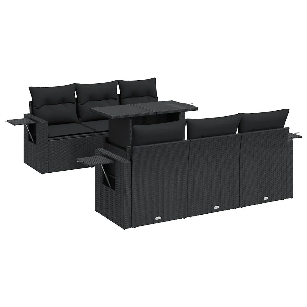 Set Divani da Giardino con Cuscini 7pz Nero Polyrattan 3326416