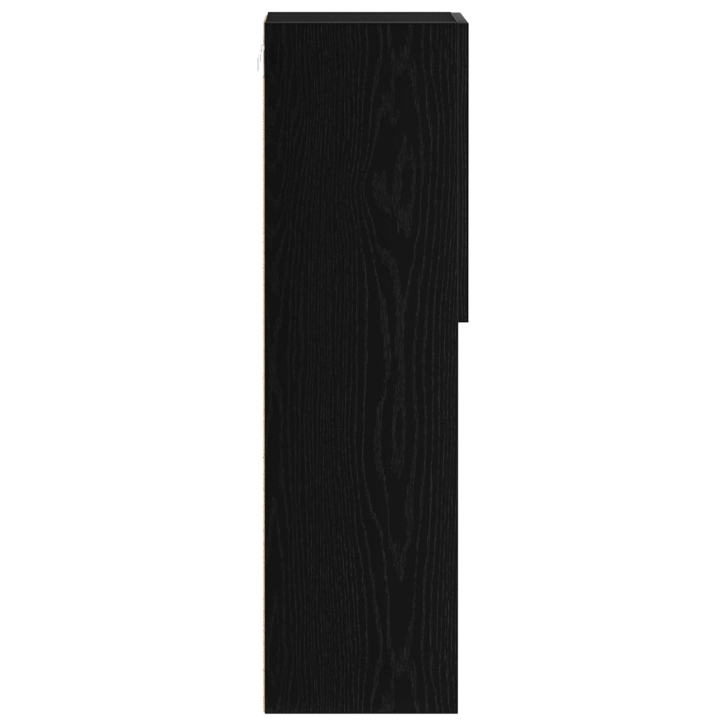 Mobile TV LED Nero Rovere 30,5x30x102 cm Legno ingegnerizzato
