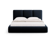 Cosmopolitan Design - Letto a cassettone con testiera "Nicolas" 140x200cm in velluto blu scuro 