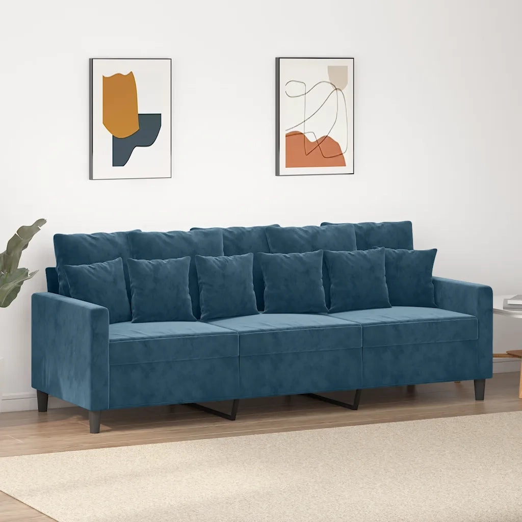 Divano a 3 Posti Blu 180 cm in Vellutocod mxl 133084