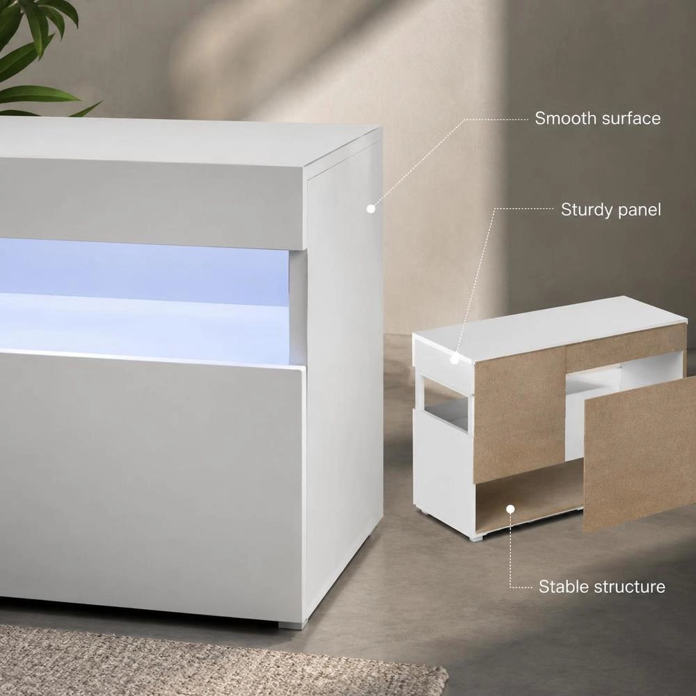 TV Cabinet With LED Lights White 60x35x40 Cm