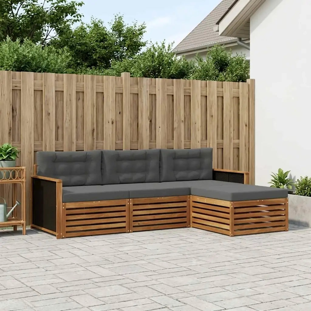 Set di divani da esterno 4 pcs Naturale e Antracite Poliestere