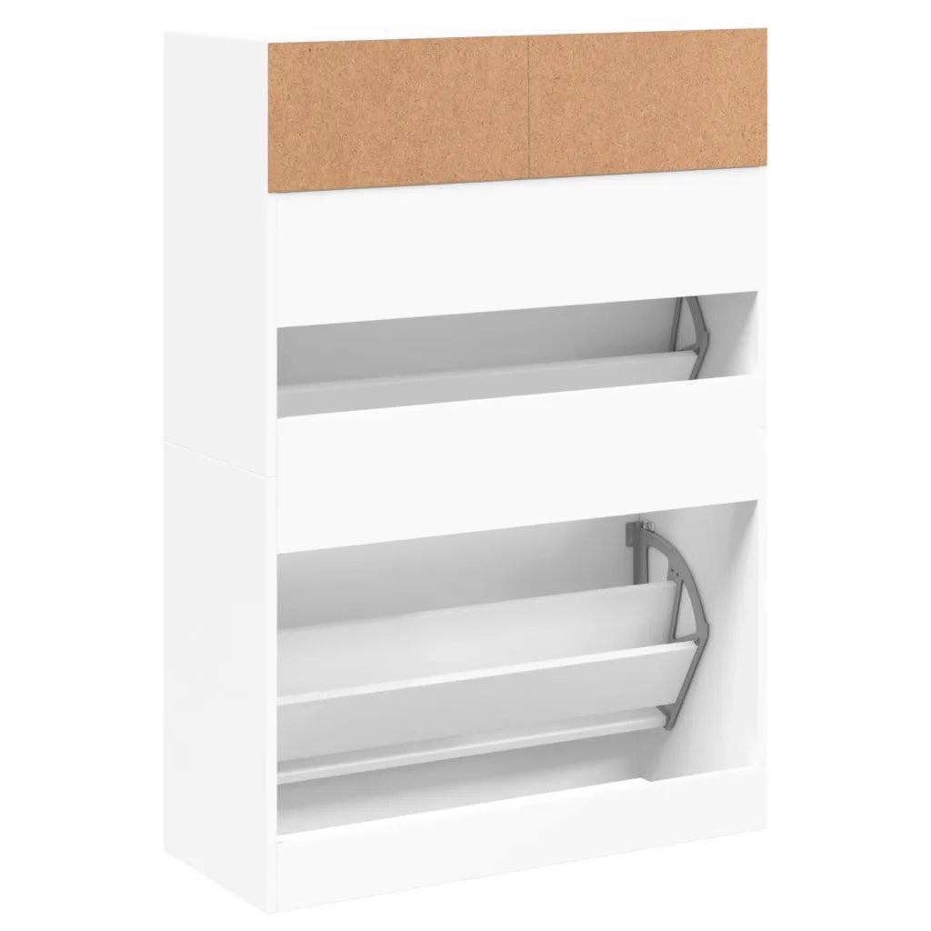 Scarpiera | Mobile per scarpe con 2 Cassetti Ribaltabili Bianca 80x34x116 cm