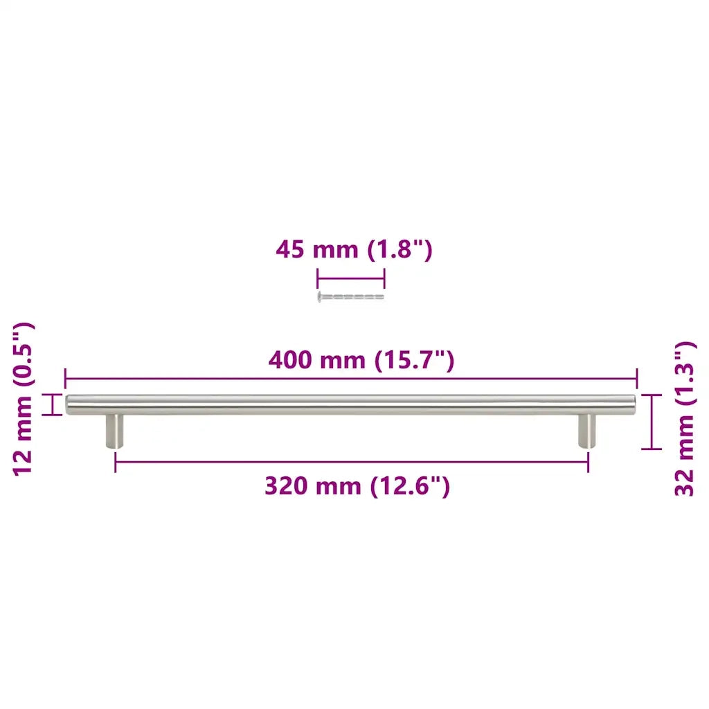 Maniglie per Mobili 5pz Argento 320mm in Acciaio Inox 155354
