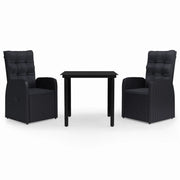 Set da Pranzo da Giardino 3 pz | Set Salotto da Giardino con Cuscini Nero