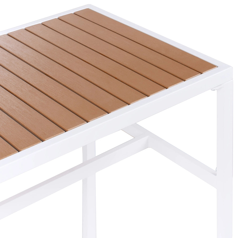 Tavolo da pranzo moderno da giardino in acciaio e polipropilene bianco 150 x 50 cm per interni ed esterni