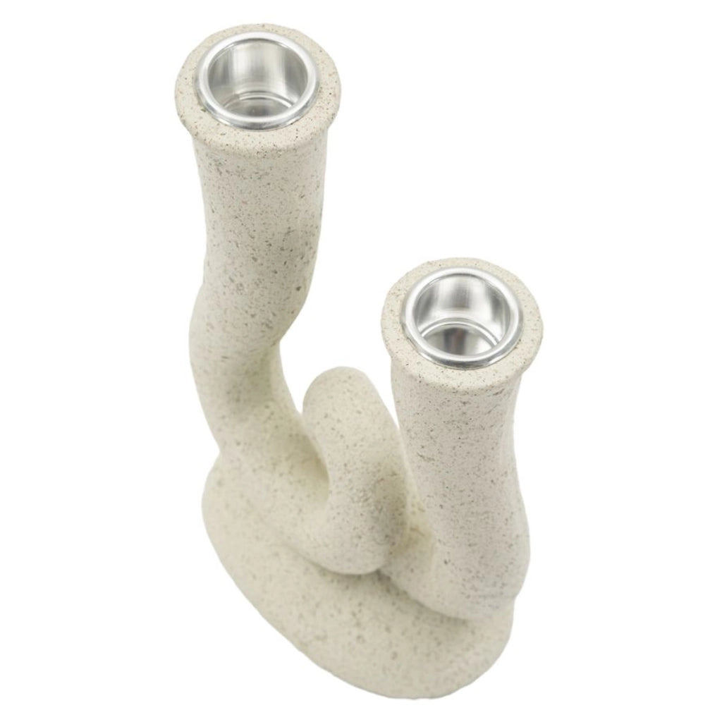 Portacandela VKH746, Beige, Poliresina, 12x7x20 cm