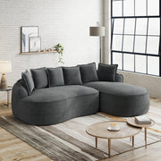Chaise longue senza struttura in ciniglia con seduta extra profonda e braccioli larghi ergonomica grigio 122 cm