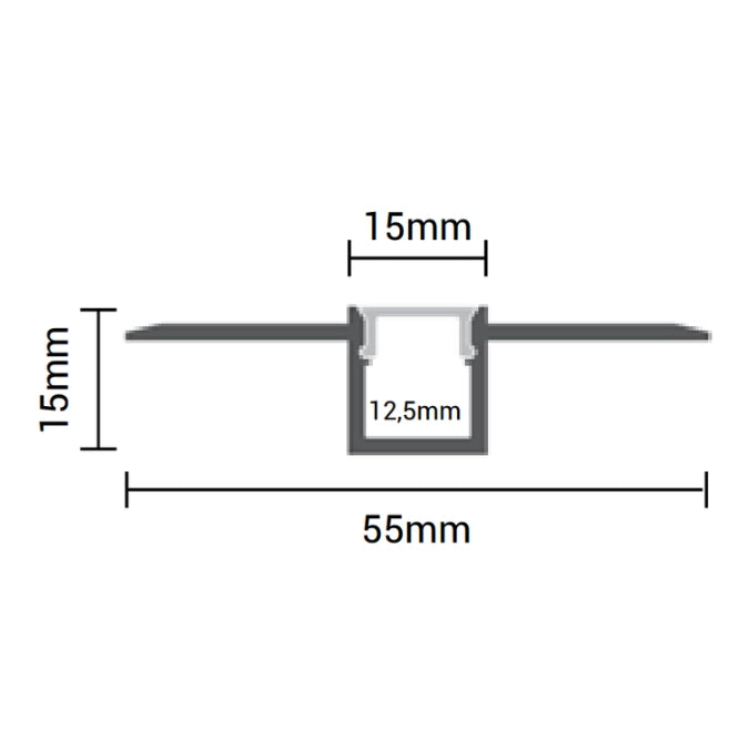 Profilo alluminio 2m per striscia led grigio con cover bianca