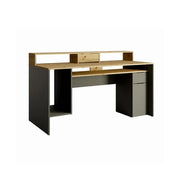 Scrivania per computer 160cm collezione ROXI colore quercia e grigio con spazi di archiviazione