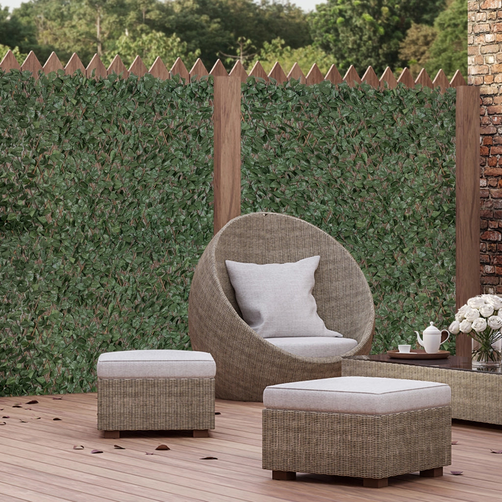 Set 4 Siepi Artificiali Edera ¨C Minimal ¨C 200x100 cm Verde Poliestere