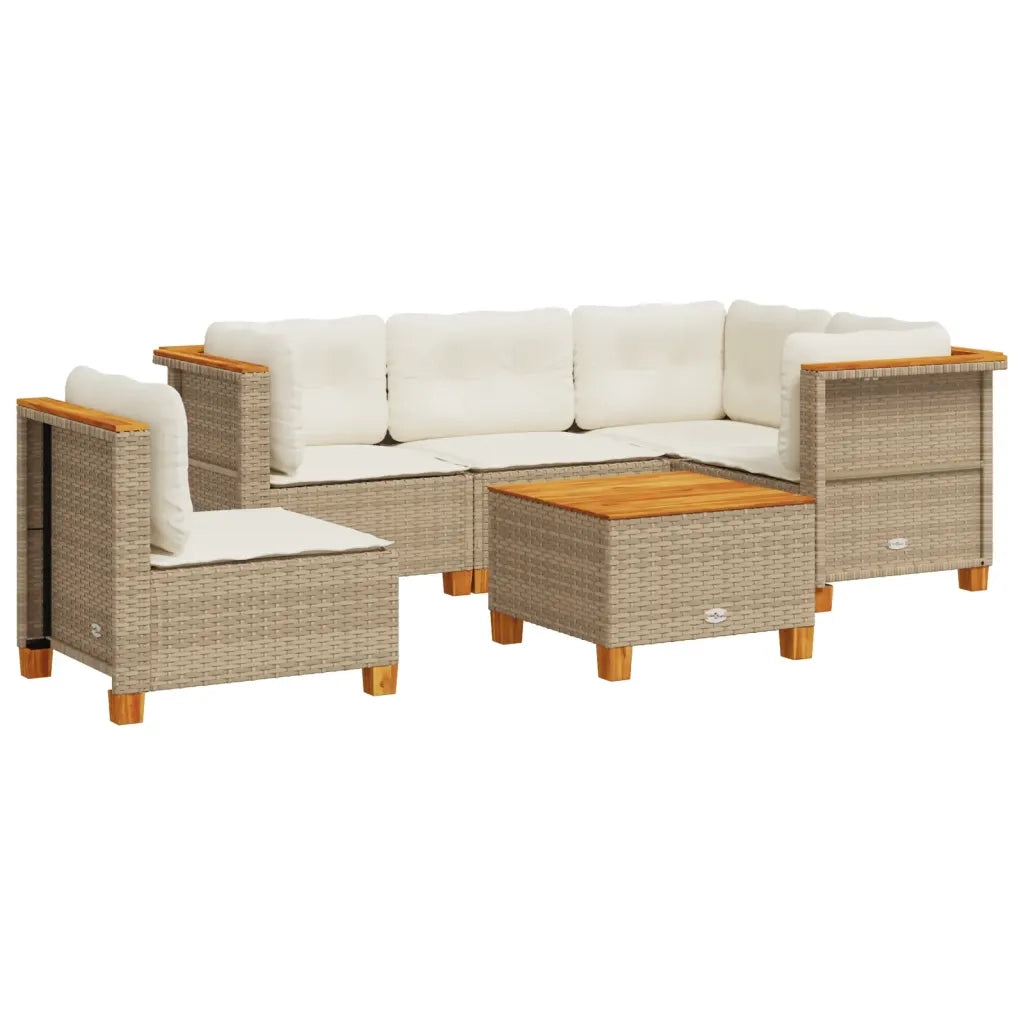 Set Divano da Giardino 6 pz con Cuscini Beige in Polyrattan 3261841