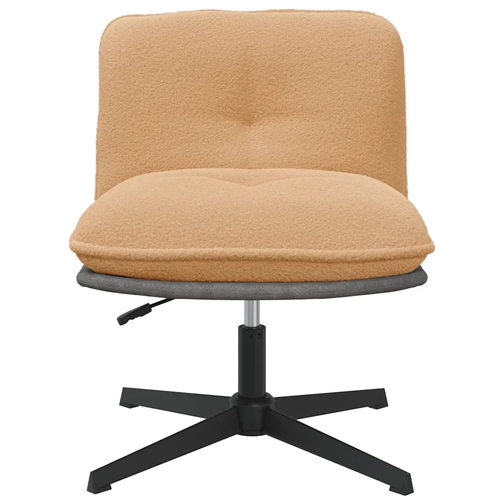Sedia da Ufficio Girevole in Tessuto Riccio Beige Effetto Lana 4105388