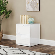 Comodino con 2 cassetti e vani contenitore, design moderno, per camera da letto e soggiorno, bianco, 40 × 40 × 48 cm