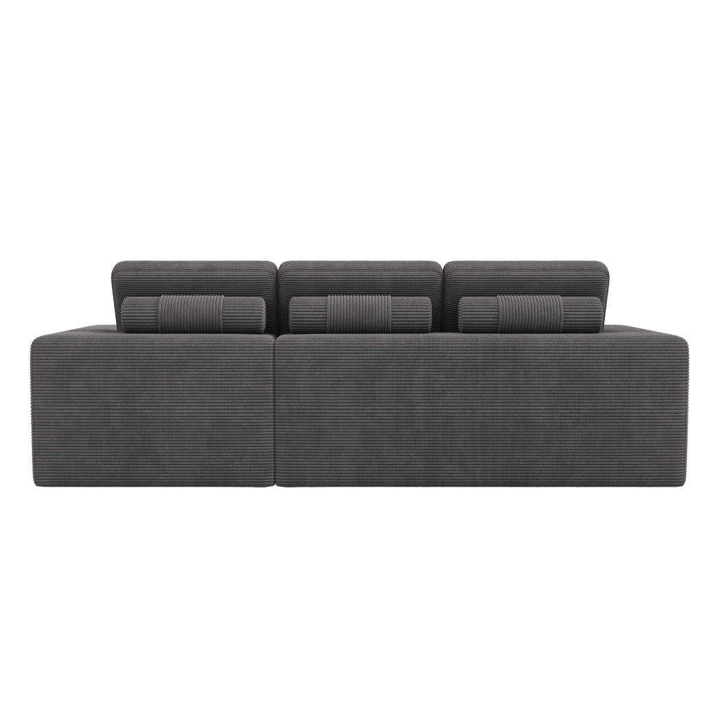 DIVANO Modulare angolare 253x161x89 cm in corduroy grigio scuro