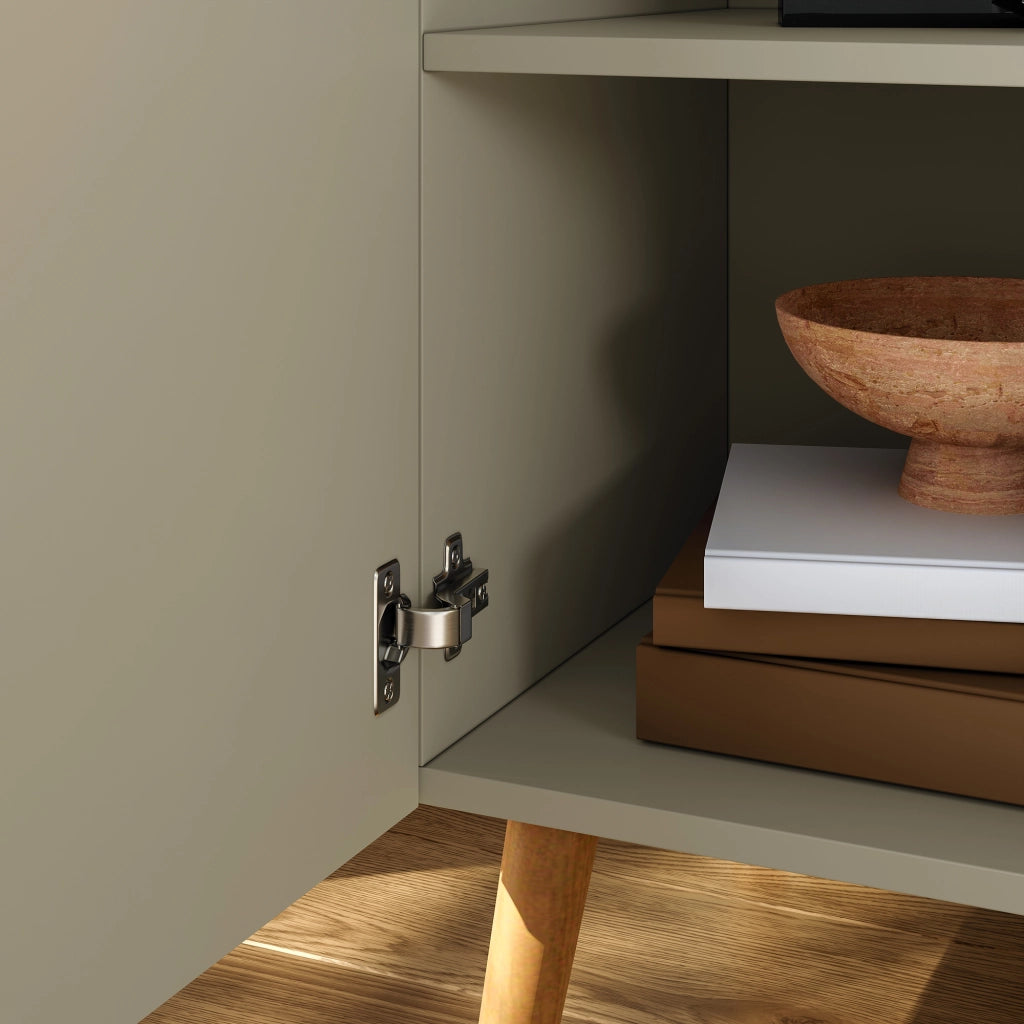 Credenza Nand Madia con 2 Ante Scanalate 120x40x76 cm color Sabbia [en.casa]
