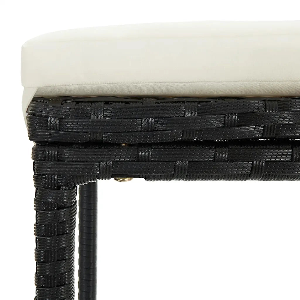 Set Bar da Giardino 3 pz | Set Salotto da Giardino Nero in Legno Acacia e Polyrattan