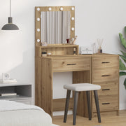 Toeletta  con luci LED in rovere artigianale 50x41x135 cm