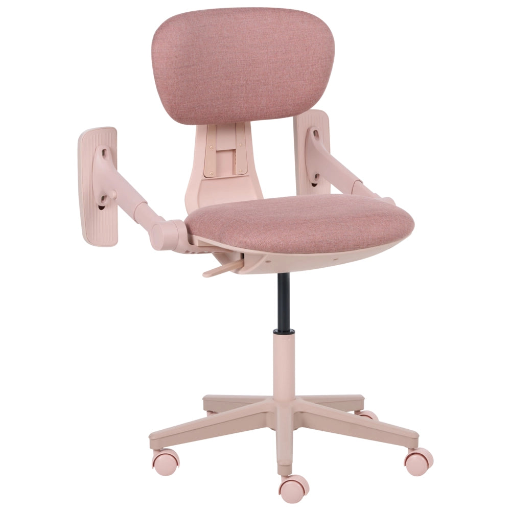 Sedia da ufficio in tessuto rosa con schienale e braccioli regolabili, design moderno, per l'ufficio domestico