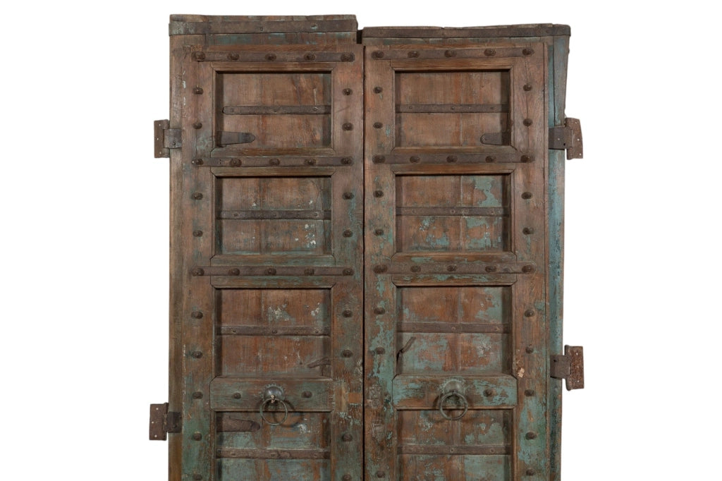 Biscottini Porta portone in legno massello e ferro da interno o da esterno vecchia e antica medievale scorrevole