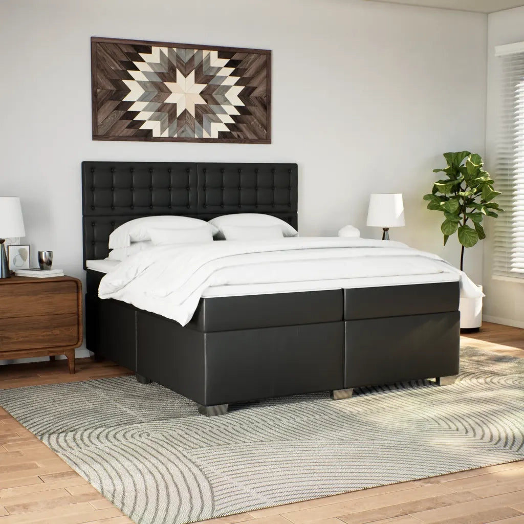 Giroletto a Molle con Materasso Nero 200x200 cm in Similpelle 3293036