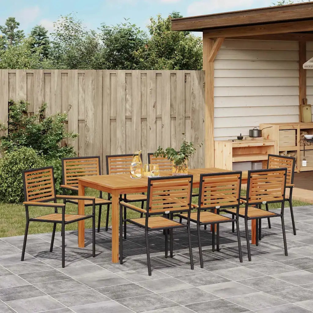 Set da Pranzo per Giardino 9 pcs Nero Legno di Acacia Massello 3365544