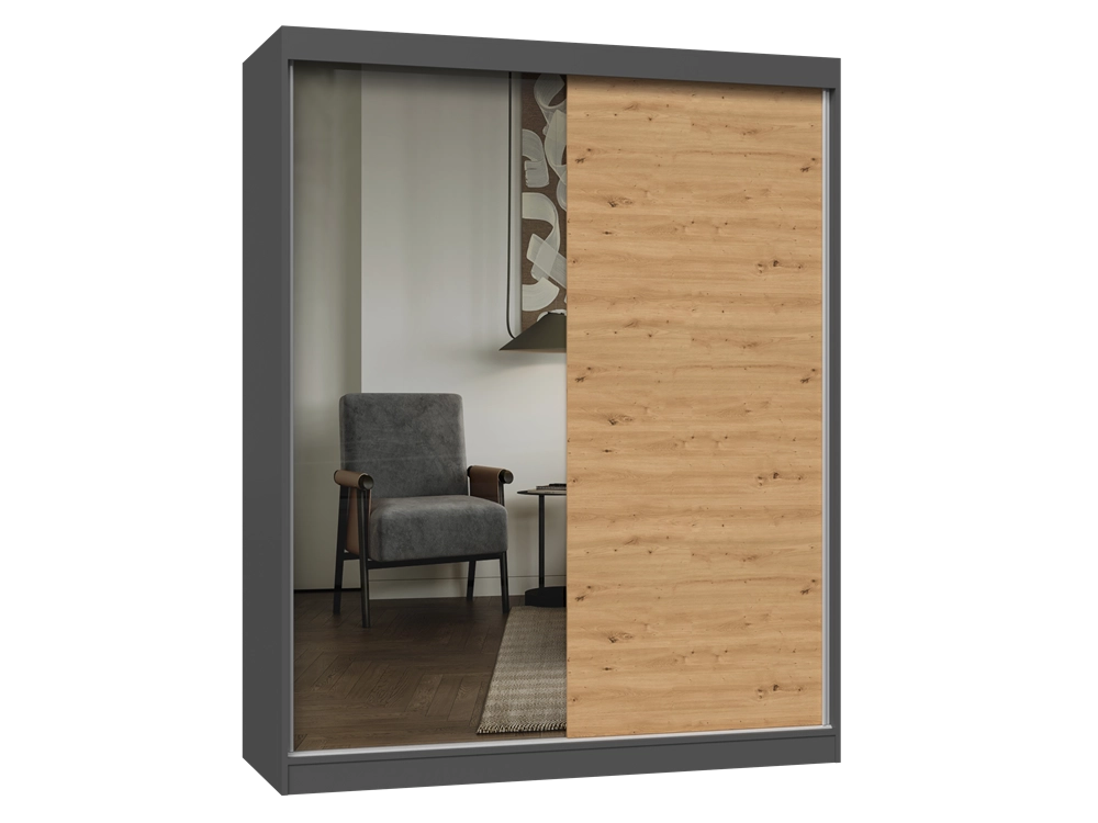 Armadio IGA 160 A/B antracite artisan 1 X specchio per camera da letto ingresso guardaroba