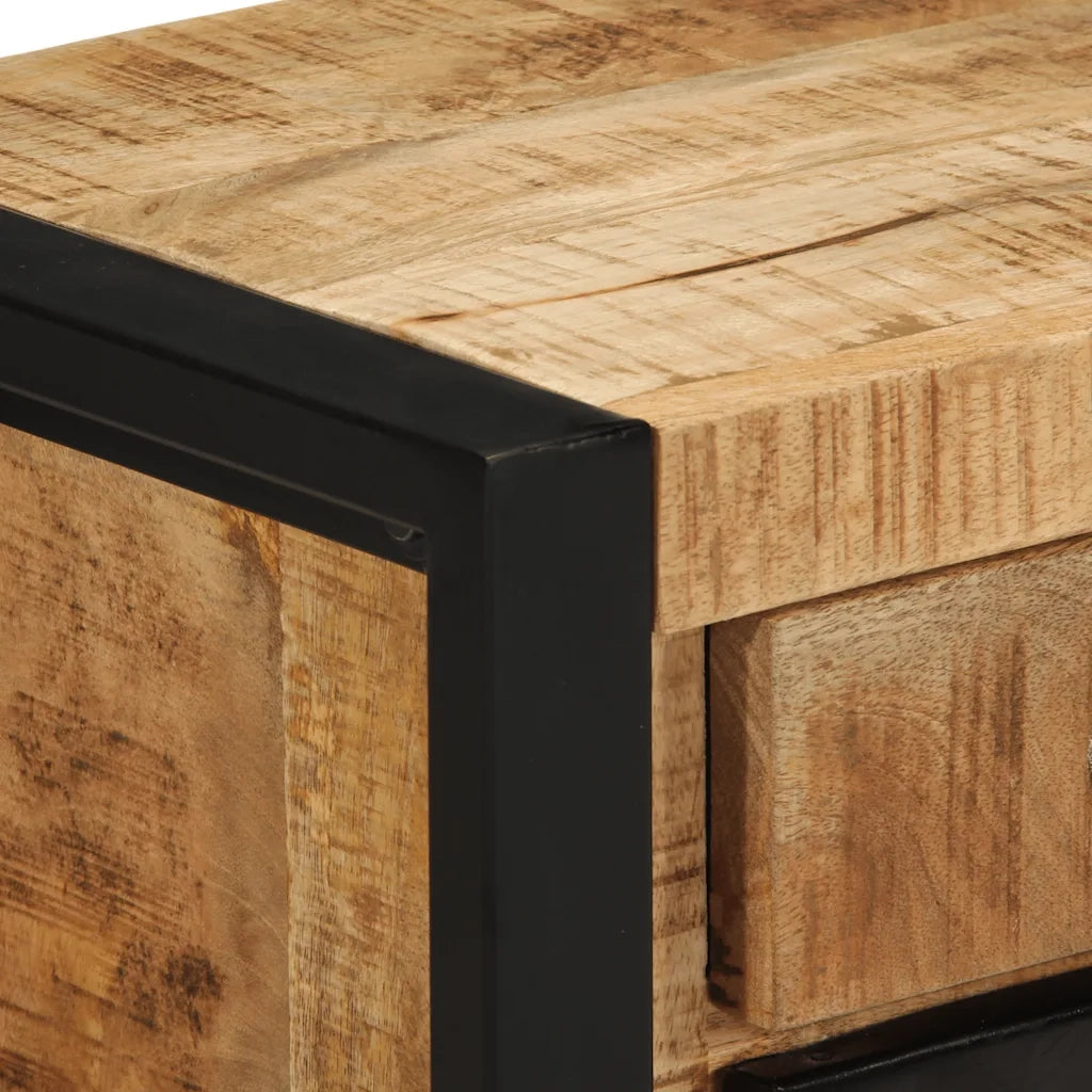 Comodino | Armadio da Notte | Mobiletto da notte 40x30x50 cm in Legno Massello di Mango Grezzo