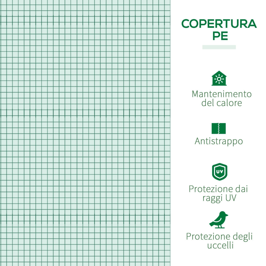 Mini Serra per Piante Impermeabile con 3 Ingressi Avvolgibili 400x100x80 cm Verde