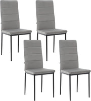 Sedie Sala da Pranzo Set di 4, Sedie da Cucina, Sedia da Pranzo con Schienale Alto, Senza Braccioli, per Soggiorno, Sala Reception, Sedie in Velluto con Gambe in Metallo, Grigio scuro,EZS47dgr-4