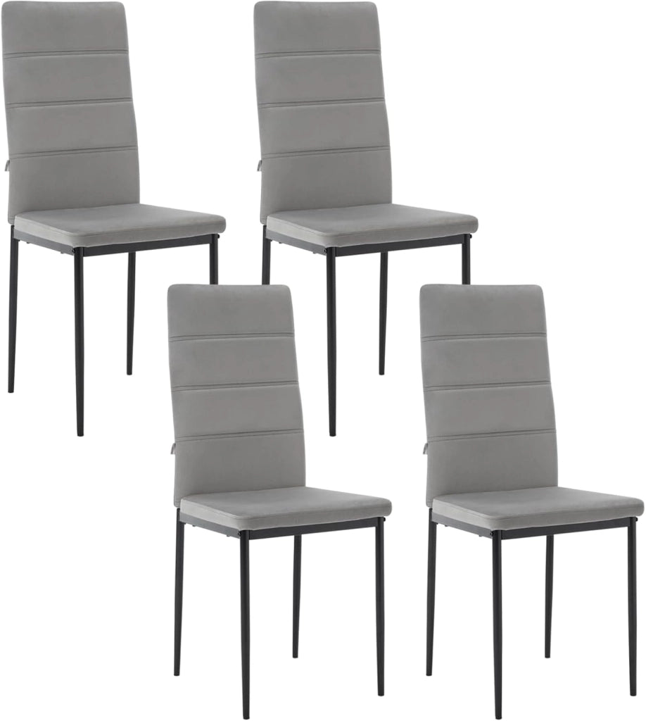 Sedie Sala da Pranzo Set di 4, Sedie da Cucina, Sedia da Pranzo con Schienale Alto, Senza Braccioli, per Soggiorno, Sala Reception, Sedie in Velluto con Gambe in Metallo, Grigio scuro,EZS47dgr-4