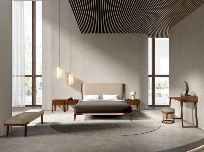 Letto in similpelle color visone