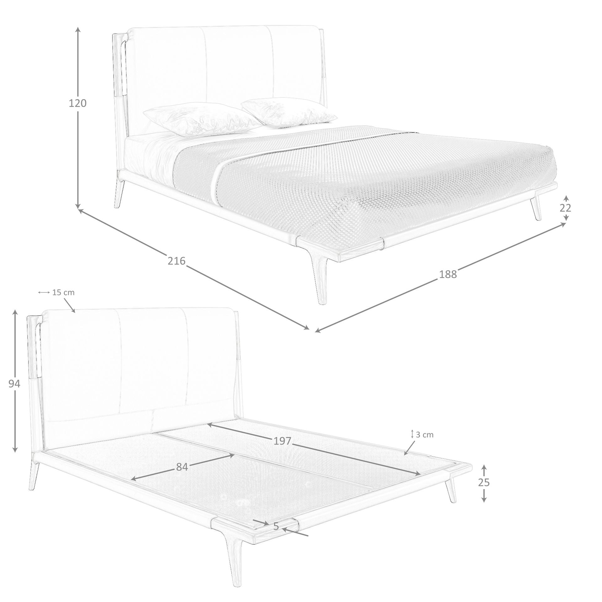 Letto in similpelle color visone