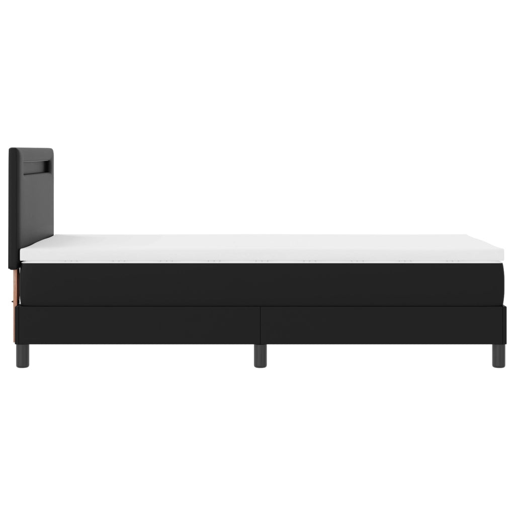 Letto Box Spring con Materasso Nero 90x200 cm in Pelle Sintetica