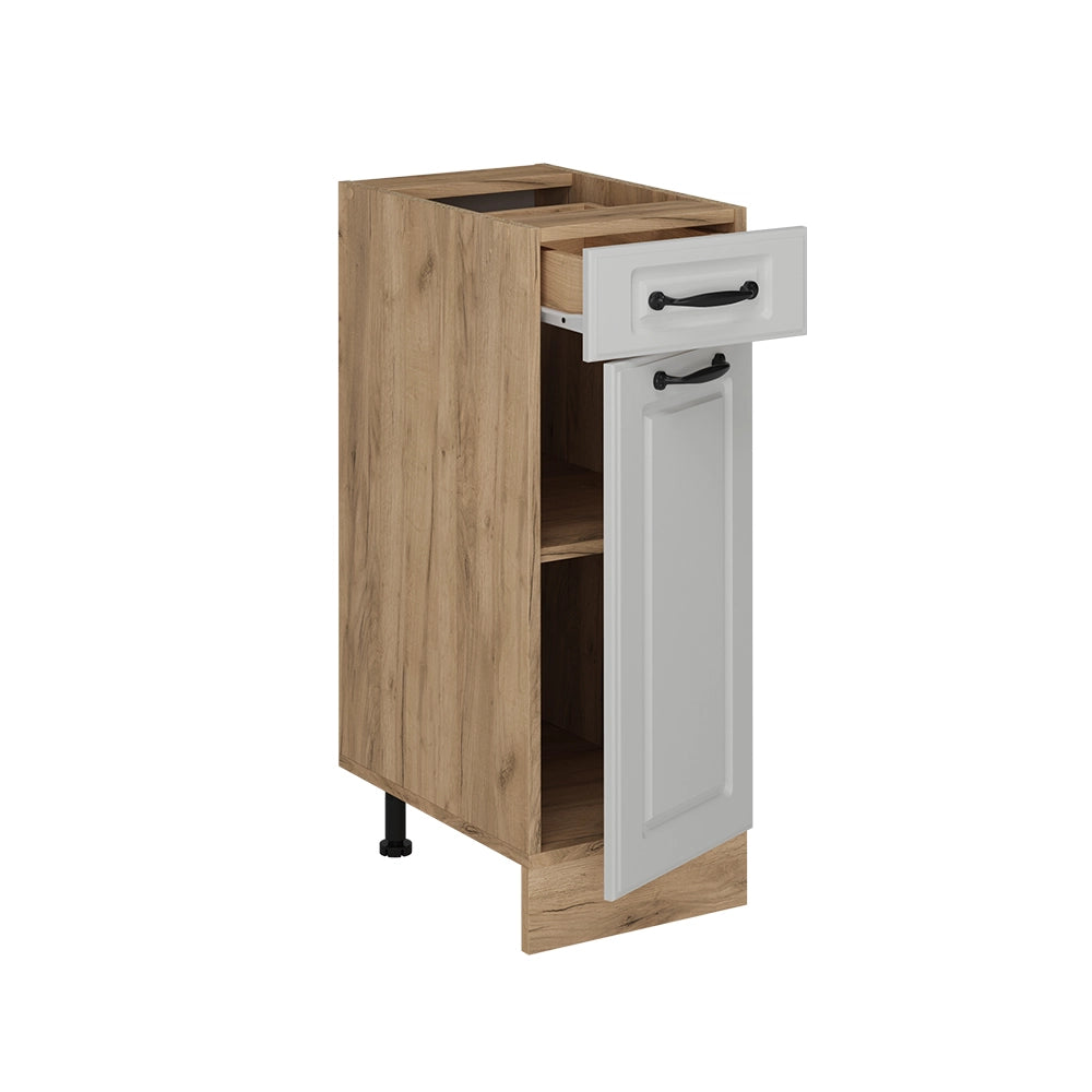 Mobiletto base per cucina R-Line Bianco rustico/Rovere dorato 30 cm senza piano di lavoro Vicco
