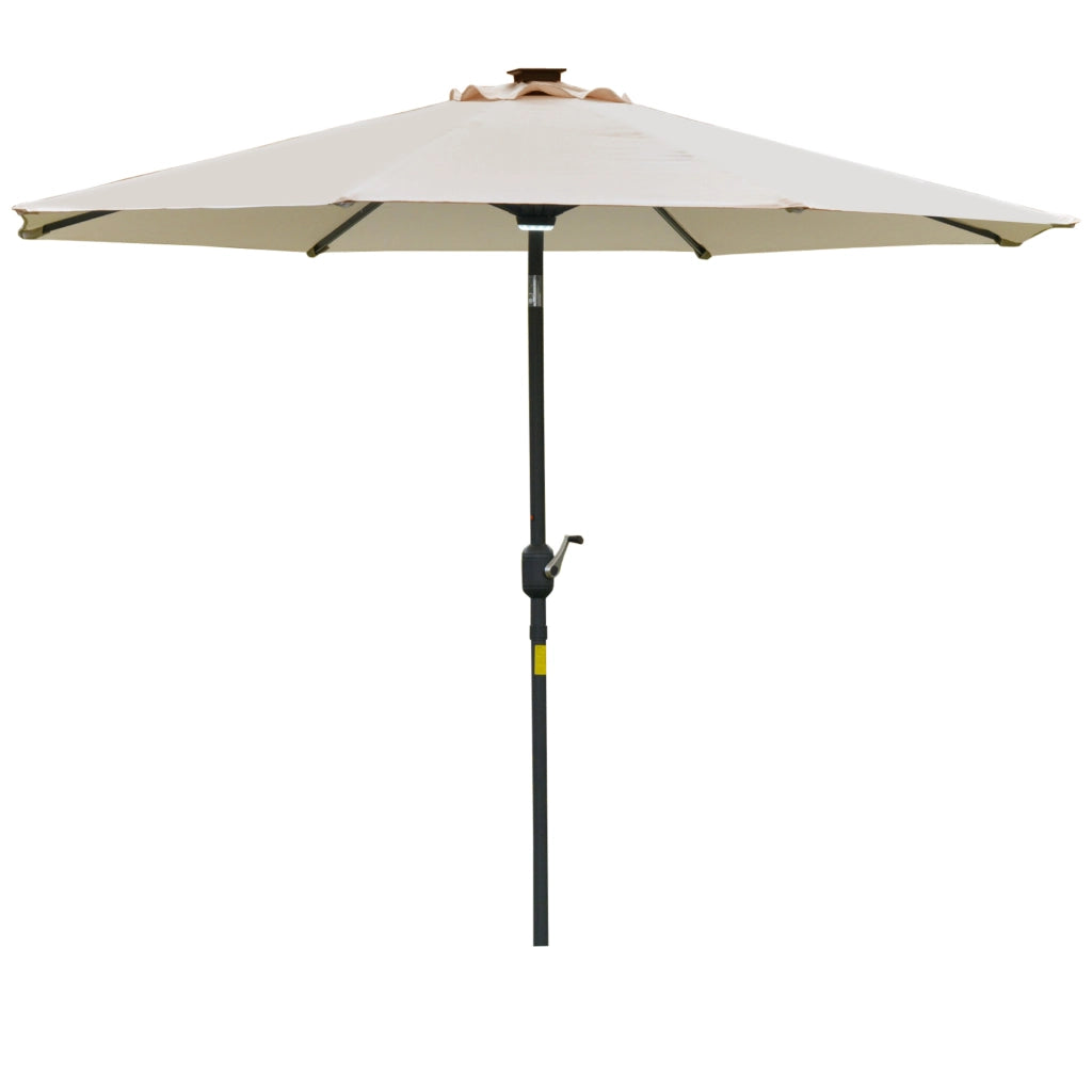 Ombrellone da Giardino con Luci LED e Pannello Solare ¨C zephmum ¨C Crema Bianco, 270x245 cm