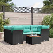 Set Divani da Giardino 7 pz con Cuscini Nero in Polyrattan 3255826