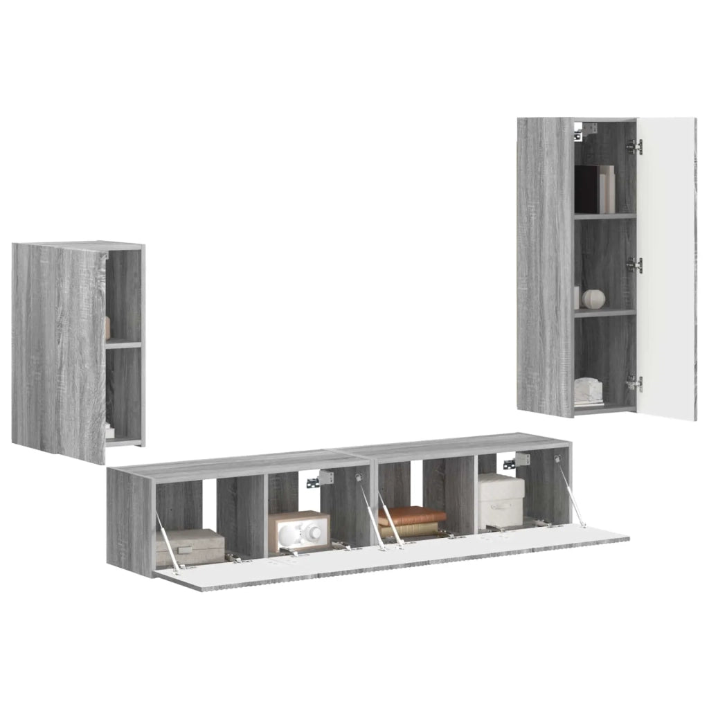 Set mobile TV 4 pcs Grigio Sonoma Legno multistrato 3409012