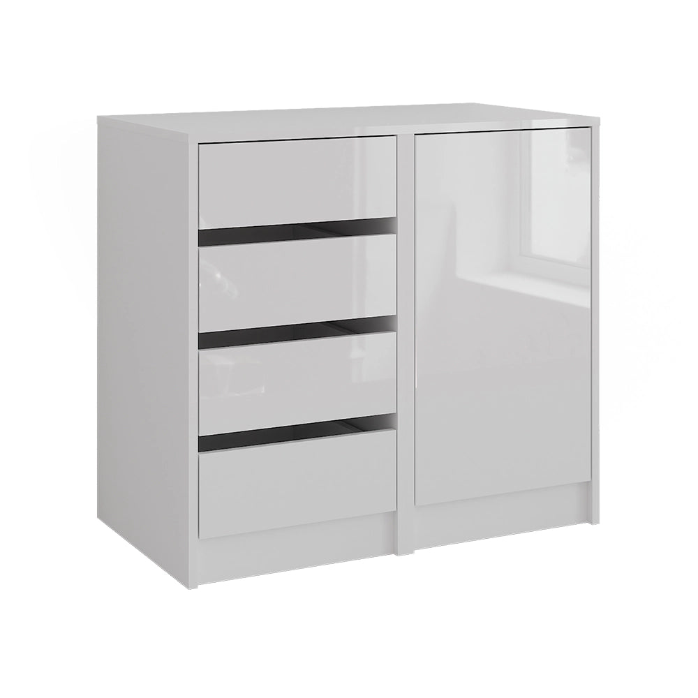 Vicco Cassettiera per camera da letto Bianco/bianco lucido 80.2 x 76 cm 2 parti
