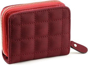 Portafoglio per carte di credito con chiusura a sicurezza, per donne, colore rosso, compatta.